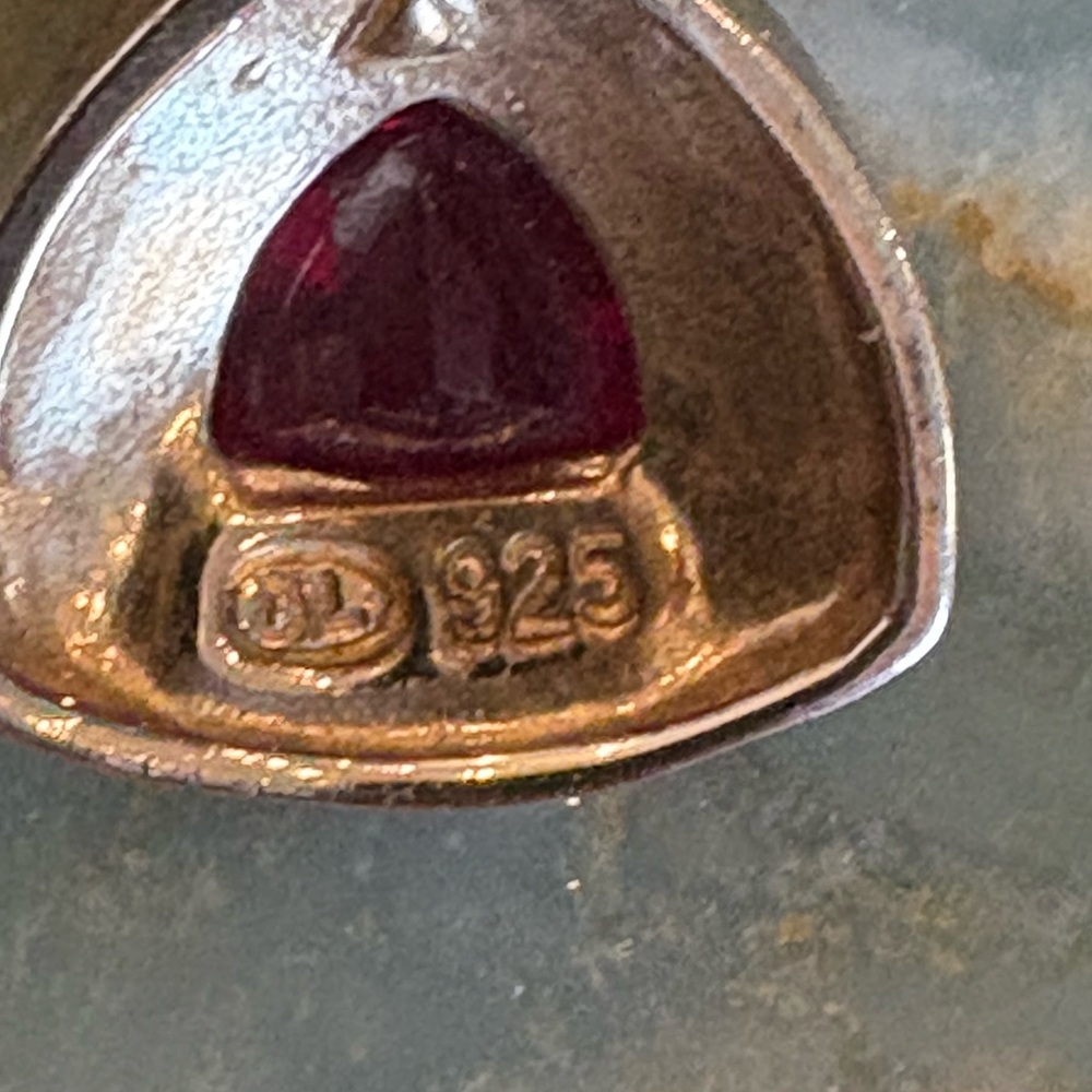 LARGE Genuine Diamond Ruby Art Deco Earrings 925 Sterling Estate Like New - Picture 5 of 7